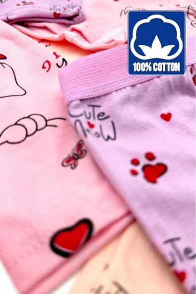 Kız Çocuk %100 Pamuklu 12'li Boxer - 4