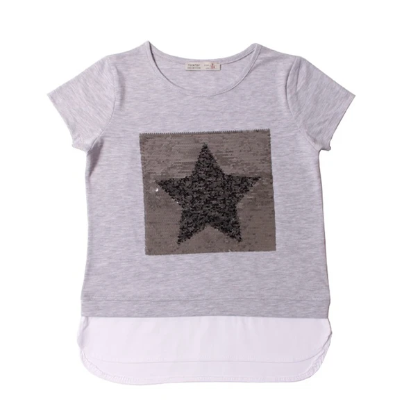 Toontoy Kız Çocuk Pullu Yıldız Nakışlı Tişört - Resim 6