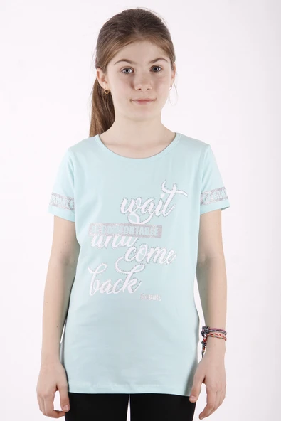 Toontoy Kız Çocuk Slogan Baskılı Tişört