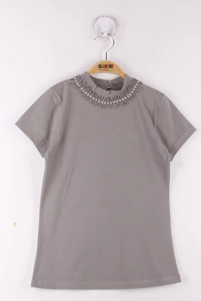 Toontoy Kız Çocuk Yaka Dantelli Okul Tişört