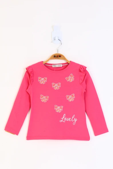 Toontoy Kız Çocuk Fiyonk Baskılı Tişört - 4