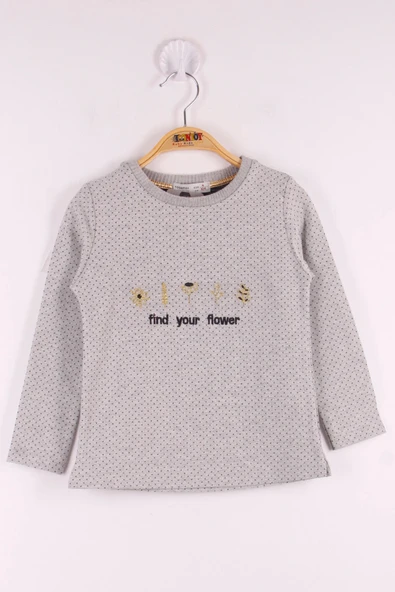 Toontoy Kız Çocuk Yazı Nakışlı Puanlı T-Shirt - 5