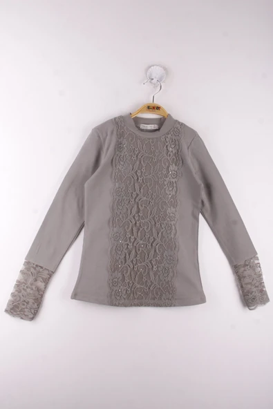 Toontoy Kız Çocuk Kolları Ve Önü Dantelli Okul Tişört