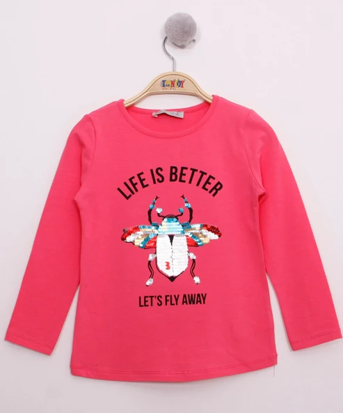 Toontoy Kız Çocuk Pullu Uğur Böceği Nakışlı T-Shirt - 2