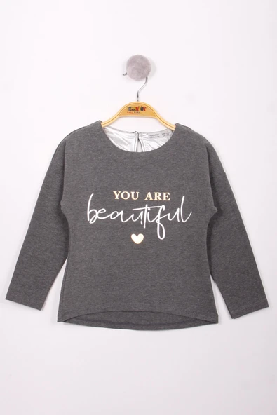 Toontoy Kız Çocuk Yazı Varaklı T-Shirt - 11