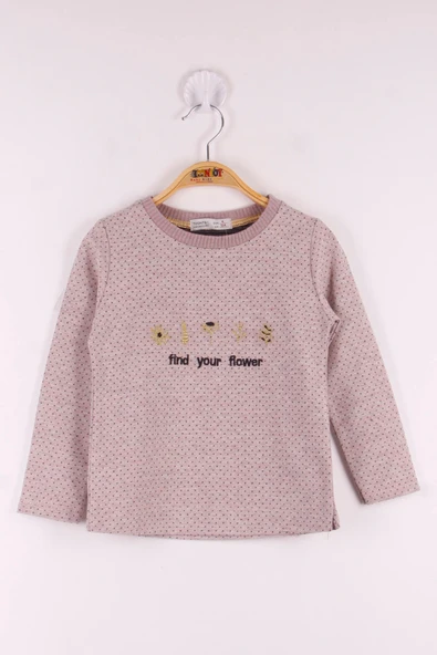 Toontoy Kız Çocuk Yazı Nakışlı Puanlı T-Shirt - 7