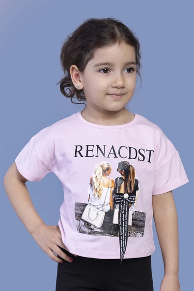 Toontoy Kız Çocuk Dijital Baskılı Arkası Detaylı Tişört - 10