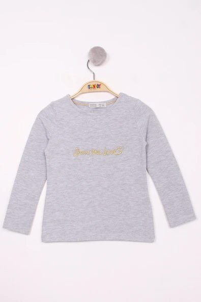 Toontoy Kız Çocuk Show Me Love Nakışlı T-Shirt - 7