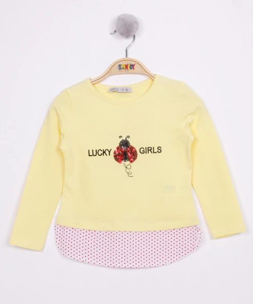Toontoy Kız Çocuk Uğur Böceği Nakışlı T-Shirt - 6