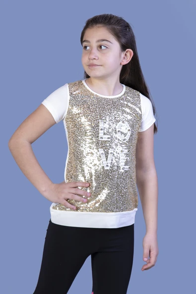 Toontoy Kız Çocuk Önü Komple Pullu Tişört - Resim 9