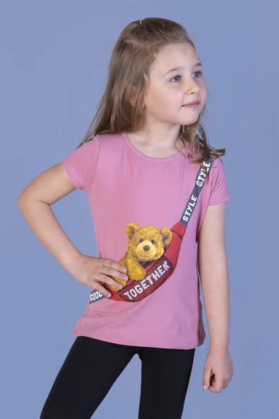 Toontoy Kız Çocuk Çanta Baskılı Tişört - 9