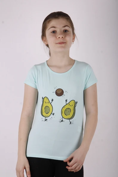 Toontoy Kız Çocuk Avakado Baskılı Tişört - 9