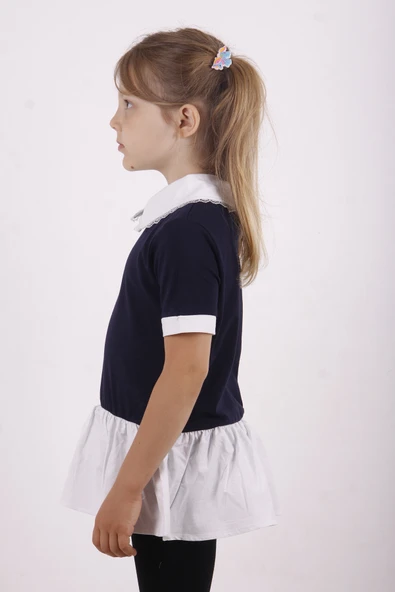 Toontoy Kız Çocuk Gömlek Yaka Dantel Detaylı Tişört - 5