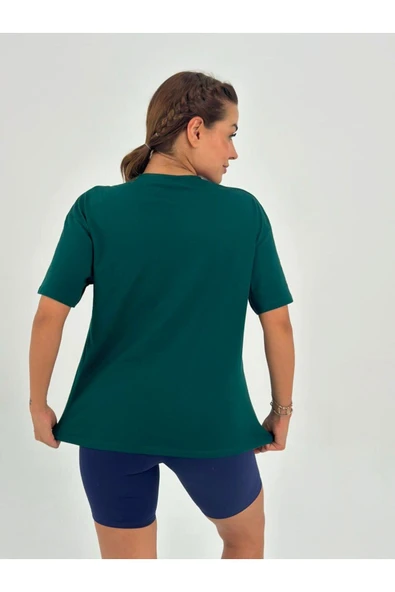 Baskısız Basıc Pamuklu Oversize T-shirt - 7