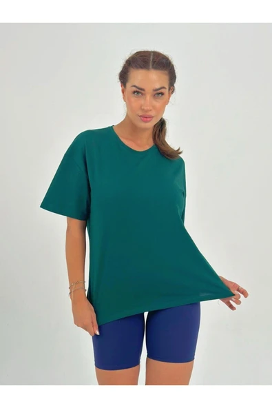 Baskısız Basıc Pamuklu Oversize T-shirt - 6