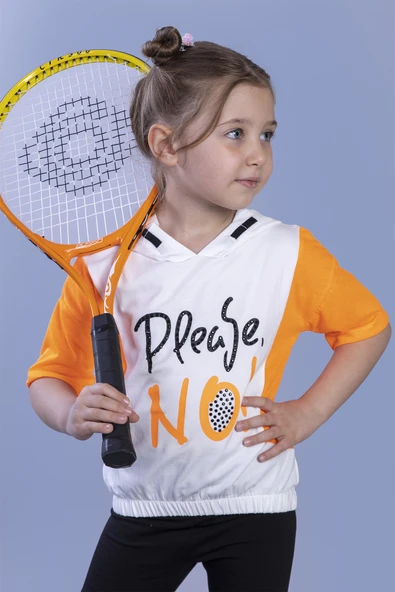 Toontoy Kız Çocuk Kapüşonlu Garni Detaylı Baskılı Tişört - Resim 6