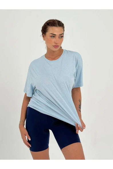 Baskısız Basıc Pamuklu Oversize T-shirt - 9