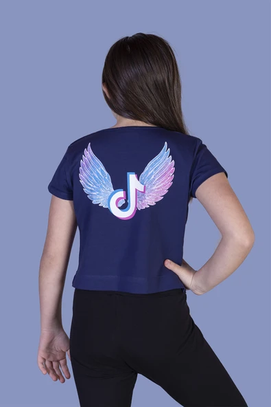 Toontoy Kız Çocuk Ön Arka TikTok Baskılı Tişört - 11