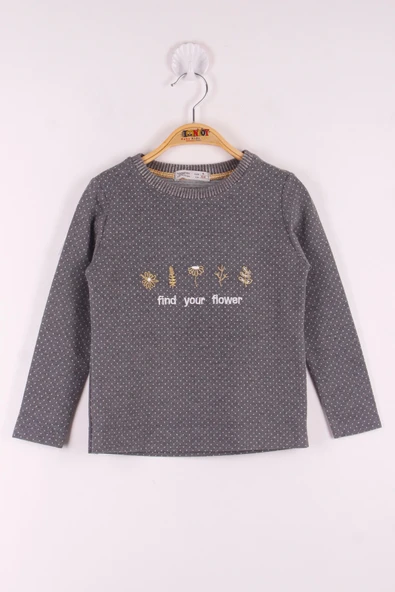 Toontoy Kız Çocuk Yazı Nakışlı Puanlı T-Shirt - 9