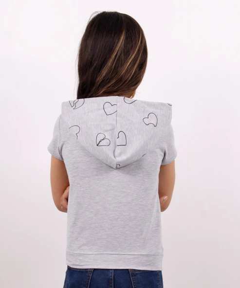 Toontoy Kız Çocuk Kapüşonlu Varak Baskılı Tişört - Resim 6