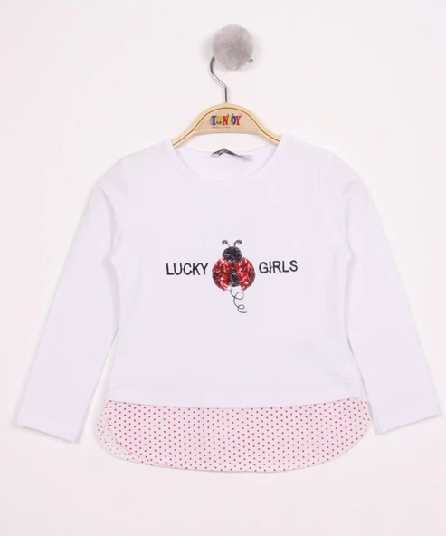 Toontoy Kız Çocuk Uğur Böceği Nakışlı T-Shirt - 3