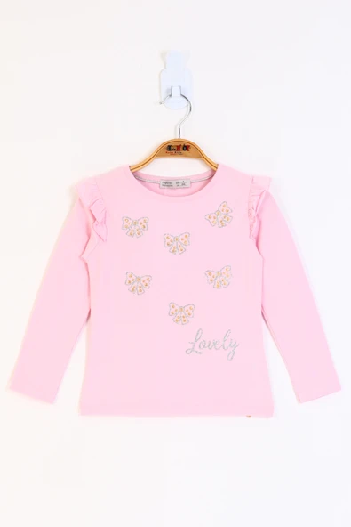 Toontoy Kız Çocuk Fiyonk Baskılı Tişört - 3