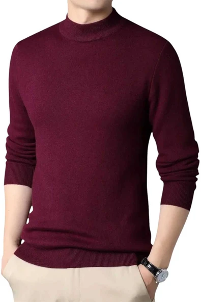 2'li Erkek Tüylenmeyen Yarım Boğazlı Triko Kazak Yarım Balıkçı Triko Kazak - 3