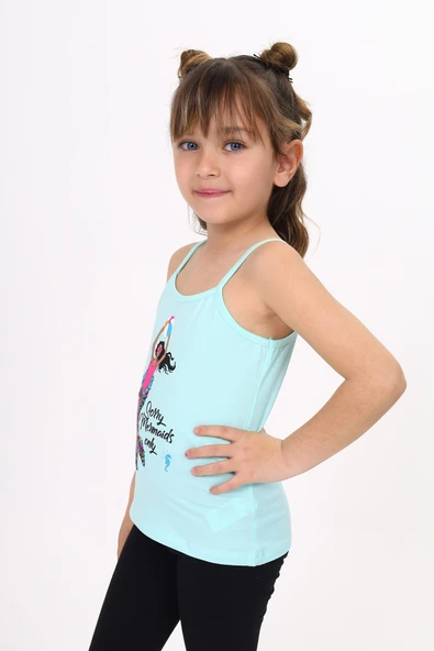 Toontoy Kız Çocuk Deniz Kızı Baskılı Pul İşlemeli Atlet - 10