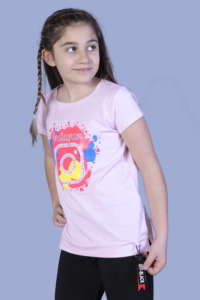 Toontoy Kız Çocuk Renkli Instagram Baskılı Tişört - 3