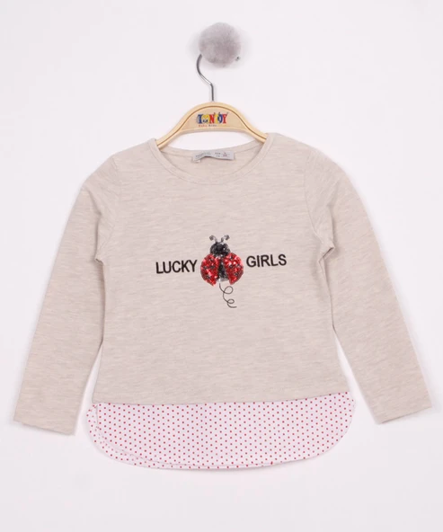 Toontoy Kız Çocuk Uğur Böceği Nakışlı T-Shirt - 7