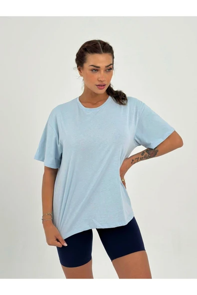 Baskısız Basıc Pamuklu Oversize T-shirt - 11