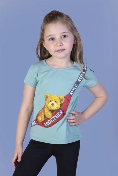 Toontoy Kız Çocuk Çanta Baskılı Tişört - 11