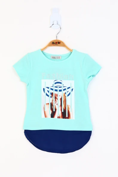 Toontoy Kız Çocuk Şapkalı Kız Baskılı Tişört