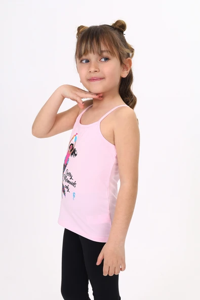 Toontoy Kız Çocuk Deniz Kızı Baskılı Pul İşlemeli Atlet - 6