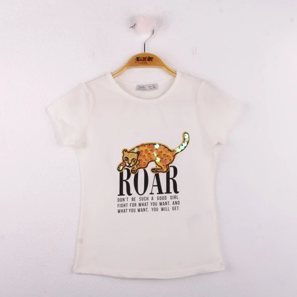 Toontoy Kız Çocuk Leopar Baskılı Pullu Tişört - 8