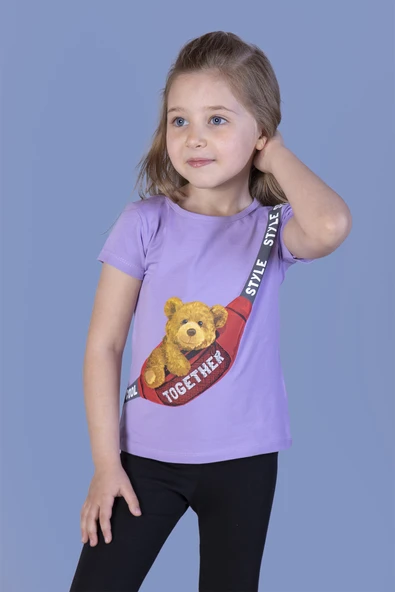 Toontoy Kız Çocuk Çanta Baskılı Tişört - 3