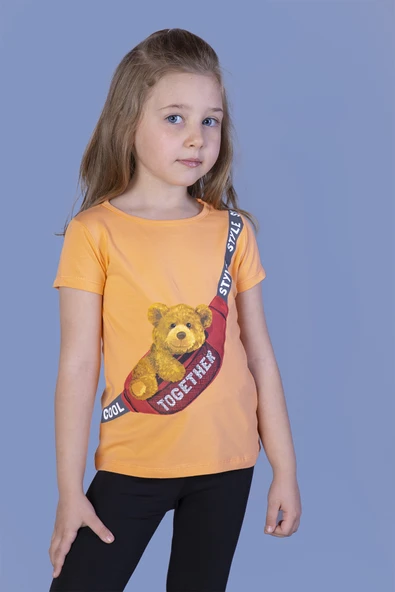 Toontoy Kız Çocuk Çanta Baskılı Tişört