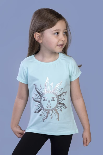 Toontoy Kız Çocuk Güneş Varaklı Tişört