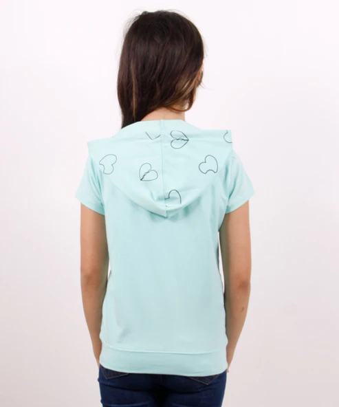 Toontoy Kız Çocuk Kapüşonlu Varak Baskılı Tişört - Resim 4