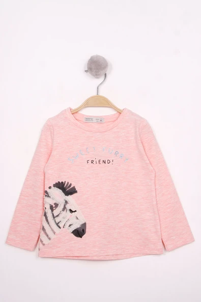 Toontoy Kız Çocuk Zebra Baskılı Nakışlı T-Shirt - 9