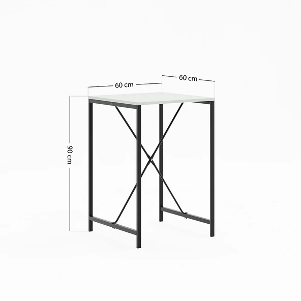 Eportatif 4 Kişilik Bar Masa Sandalye Seti Mutfak Yemek Masası Takımı Beyaz 1576 - 7