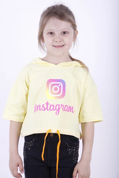 Toontoy Kız Çocuk Instagram Baskılı Kapüşonlu Tişört - 7