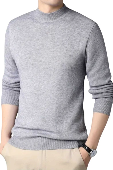 2'li Erkek Tüylenmeyen Yarım Boğazlı Triko Kazak Yarım Balıkçı Triko Kazak - 5