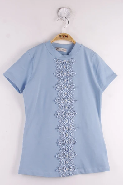 Toontoy Kız Çocuk Önü Dantelli Okul Tişört - 7