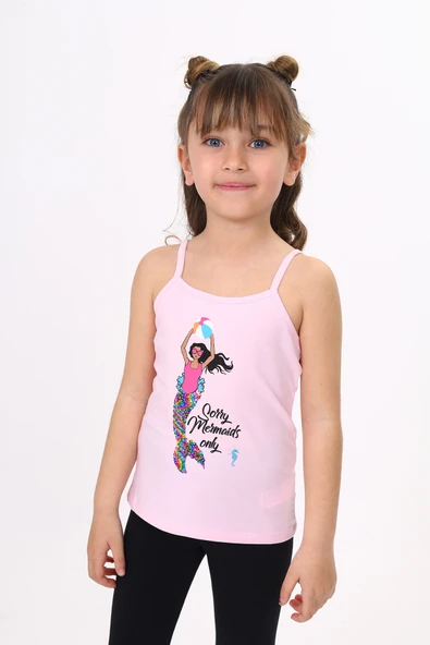 Toontoy Kız Çocuk Deniz Kızı Baskılı Pul İşlemeli Atlet - 5