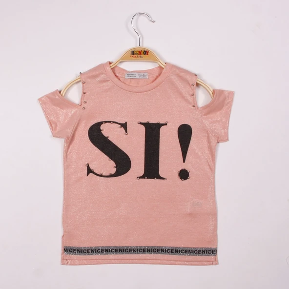 Toontoy Kız Çocuk SI Baskılı Şeritli Tişört ürün görseli 1