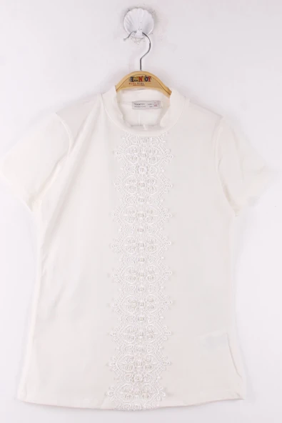 Toontoy Kız Çocuk Önü Dantelli Okul Tişört - 10