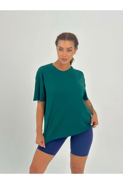 Baskısız Basıc Pamuklu Oversize T-shirt - 2