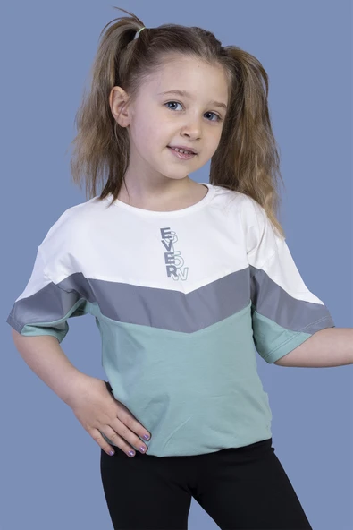 Toontoy Kız Çocuk Reflektör Detaylı Garnili Tişört - 2