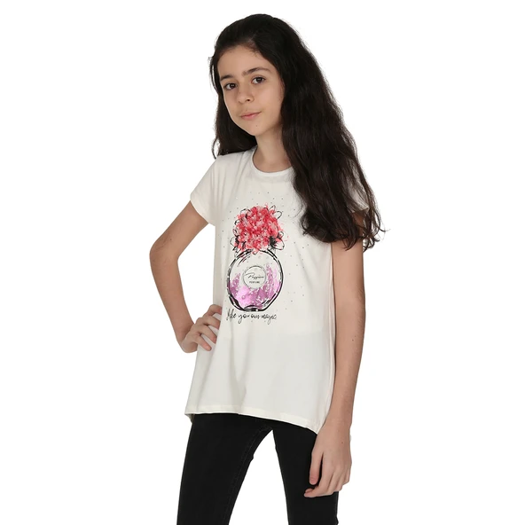 Toontoy Kız Çocuk Parfüm Nakışlı T-Shirt - 5